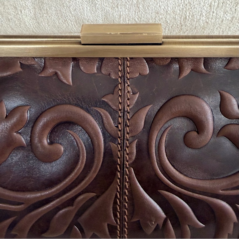 Gianni Conti Brown Embossed Leather Satchel Bag - Picture 14 of 14